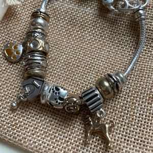 Dog charm bracelet silver and gold